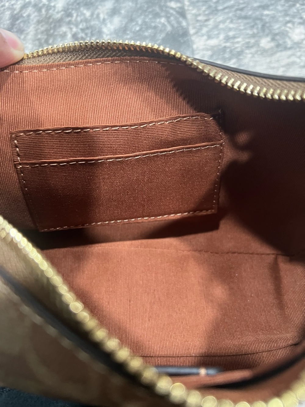 Coach Brown Teri Signature Crescent shoulder Bag with Gold Hardware - Picture 6 of 6